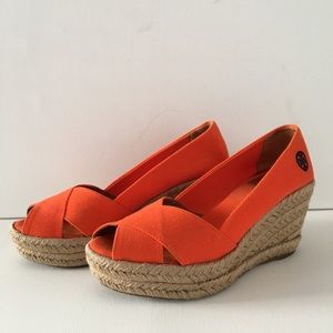 Authentic Tory Burch Orange canvas Espadrilles